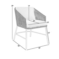 Dynn Outdoor Dining Chair, Gray Rope Woven and Cushions, Black Steel - BM339184
