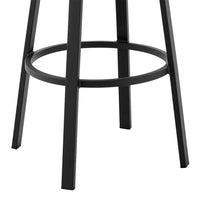 Fely Outdoor Swivel Barstool Chair, Black Aluminum and Gray Cushions - BM339185