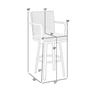 Fely Outdoor Swivel Barstool Chair, Black Aluminum and Gray Cushions - BM339185