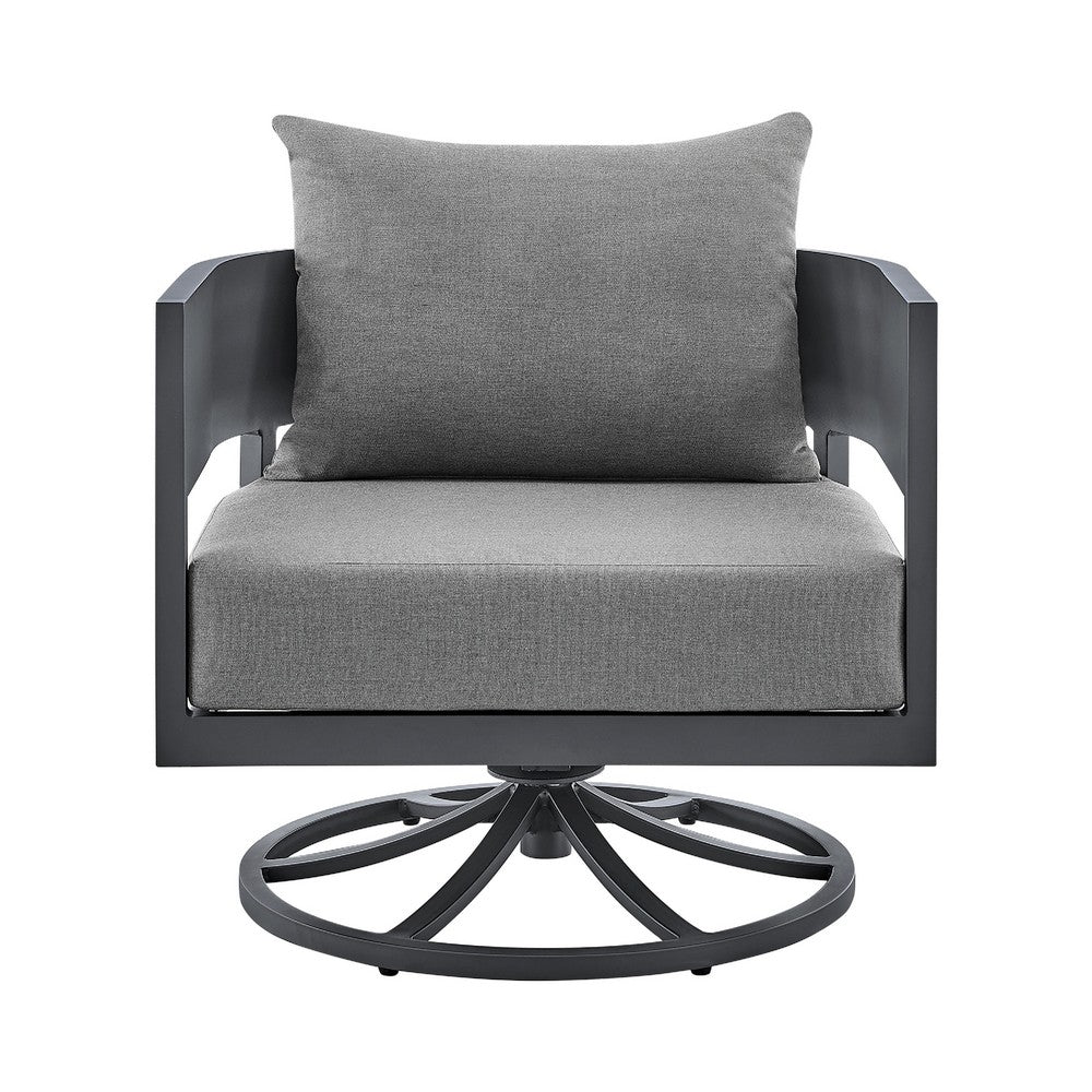 Enya Outdoor Swivel Rocking Chair, Gray Cushions and Aluminum Frame - BM339187