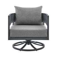 Enya Outdoor Swivel Rocking Chair, Gray Cushions and Aluminum Frame - BM339187