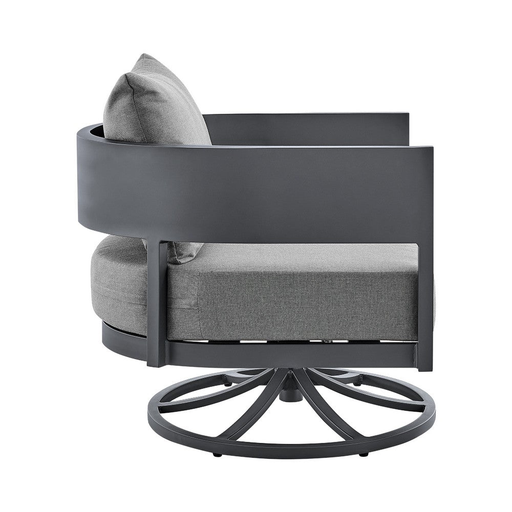 Enya Outdoor Swivel Rocking Chair, Gray Cushions and Aluminum Frame - BM339187
