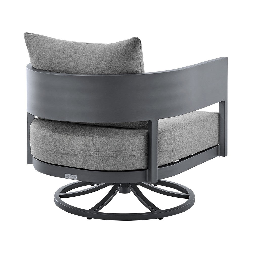 Enya Outdoor Swivel Rocking Chair, Gray Cushions and Aluminum Frame - BM339187