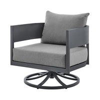 Enya Outdoor Swivel Rocking Chair, Gray Cushions and Aluminum Frame - BM339187