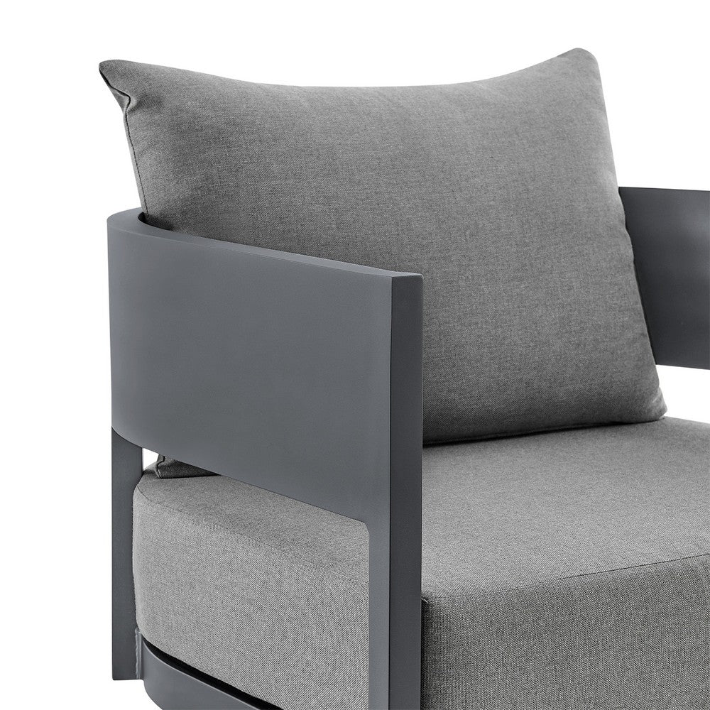 Enya Outdoor Swivel Rocking Chair, Gray Cushions and Aluminum Frame - BM339187