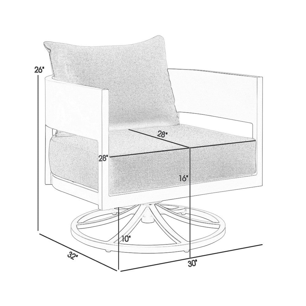 Enya Outdoor Swivel Rocking Chair, Gray Cushions and Aluminum Frame - BM339187