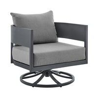 Enya Outdoor Swivel Rocking Chair, Gray Cushions and Aluminum Frame - BM339187