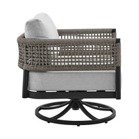 Adiy Outdoor Swivel Rocking Chair, Gray Rope Woven, Black Aluminum - BM339188