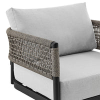 Adiy Outdoor Swivel Rocking Chair, Gray Rope Woven, Black Aluminum - BM339188