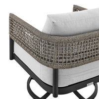 Adiy Outdoor Swivel Rocking Chair, Gray Rope Woven, Black Aluminum - BM339188