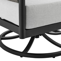 Adiy Outdoor Swivel Rocking Chair, Gray Rope Woven, Black Aluminum - BM339188