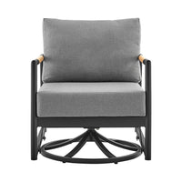 Razi Outdoor Swivel Glider Lounge Chair, Black Aluminum, Gray Cushion - BM339189