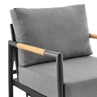 Razi Outdoor Swivel Glider Lounge Chair, Black Aluminum, Gray Cushion - BM339189