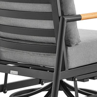Razi Outdoor Swivel Glider Lounge Chair, Black Aluminum, Gray Cushion - BM339189