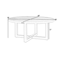 Enya Outdoor Coffee Table, 42 Inch Slatted Round Top, Gray Aluminum - BM339191