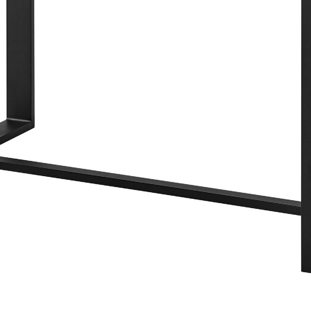 Adiy Outdoor Counter Height Dining Table, 59 Inch Top, Black Aluminum - BM339192