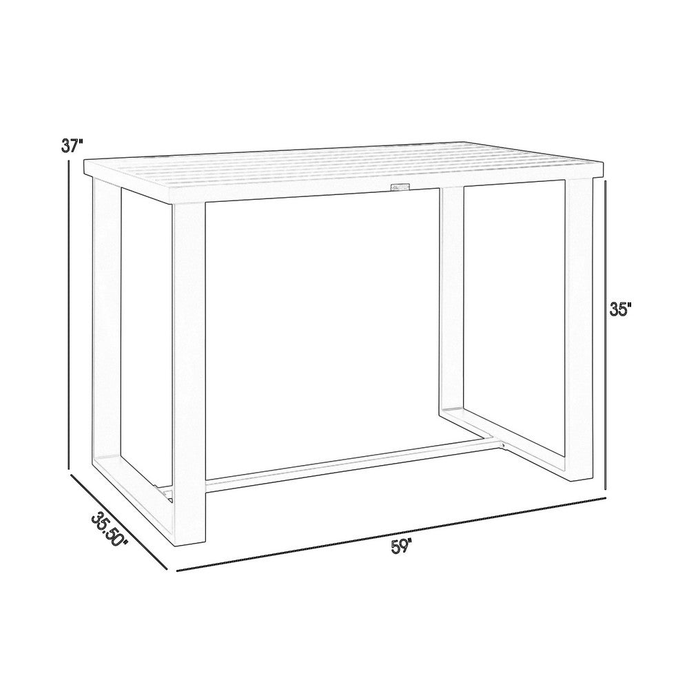 Adiy Outdoor Counter Height Dining Table, 59 Inch Top, Black Aluminum - BM339192