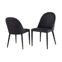 Envik Side Dining Chair Set of 2, Black Metal, Faux Leather, Foam Cushions - BM339198