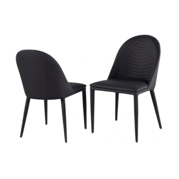 Envik Side Dining Chair Set of 2, Black Metal, Faux Leather, Foam Cushions - BM339198