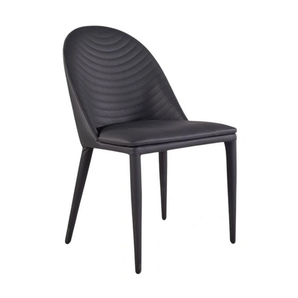 Envik Side Dining Chair Set of 2, Black Metal, Faux Leather, Foam Cushions - BM339198
