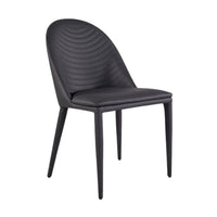 Envik Side Dining Chair Set of 2, Black Metal, Faux Leather, Foam Cushions - BM339198