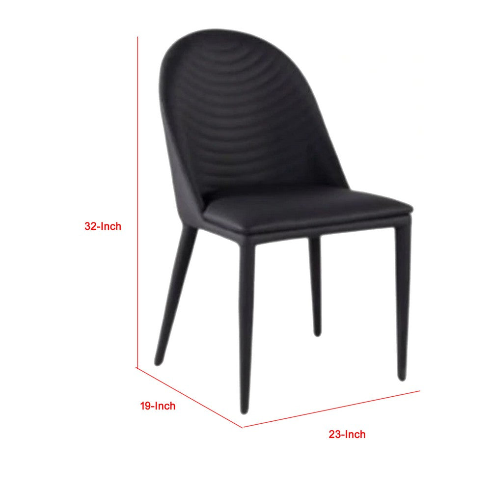 Envik Side Dining Chair Set of 2, Black Metal, Faux Leather, Foam Cushions - BM339198