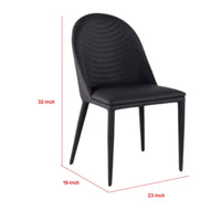 Envik Side Dining Chair Set of 2, Black Metal, Faux Leather, Foam Cushions - BM339198