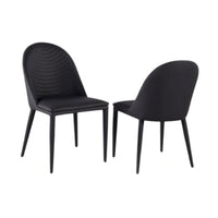 Envik Side Dining Chair Set of 2, Black Metal, Faux Leather, Foam Cushions - BM339198