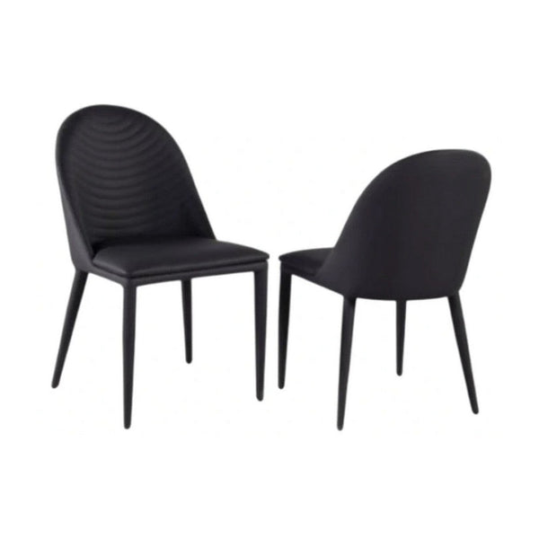 Envik Side Dining Chair Set of 2, Black Metal, Faux Leather, Foam Cushions - BM339198
