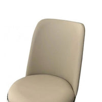 Relli Side Dining Chair Set of 2, Silver Metal, Taupe Faux Leather Round Seats - BM339201