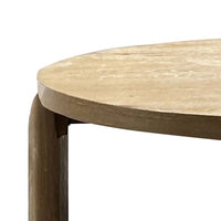 Timore Cocktail Coffee Table, Round 42 Inch Oak Brown Wood Top, Plinth Base - BM339202