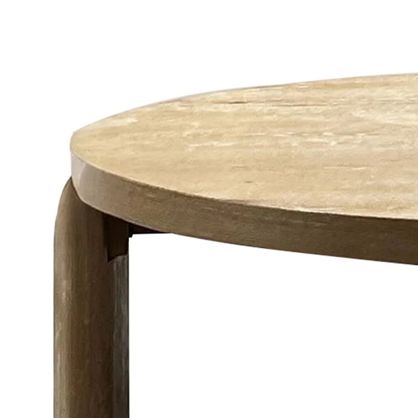 Timore Cocktail Coffee Table, Round 42 Inch Oak Brown Wood Top, Plinth Base - BM339202