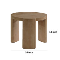 Timore End Table, Round 20 Inch Oak Brown Wood Top, Plinth Base - BM339203
