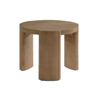 Timore End Table, Round 20 Inch Oak Brown Wood Top, Plinth Base - BM339203