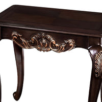 Astor End Table, 29 Inch Dark Cherry Brown Wood, Carved Details - BM339205