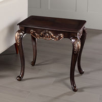 Astor End Table, 29 Inch Dark Cherry Brown Wood, Carved Details - BM339205