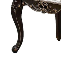 Ery End Table, Dark Walnut Brown Wood, Carved Details, 28 Inch - BM339207