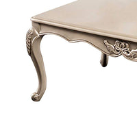 Ery Coffee Table, Champagne Wood Frame, Carved Details, 48 Inch - BM339208