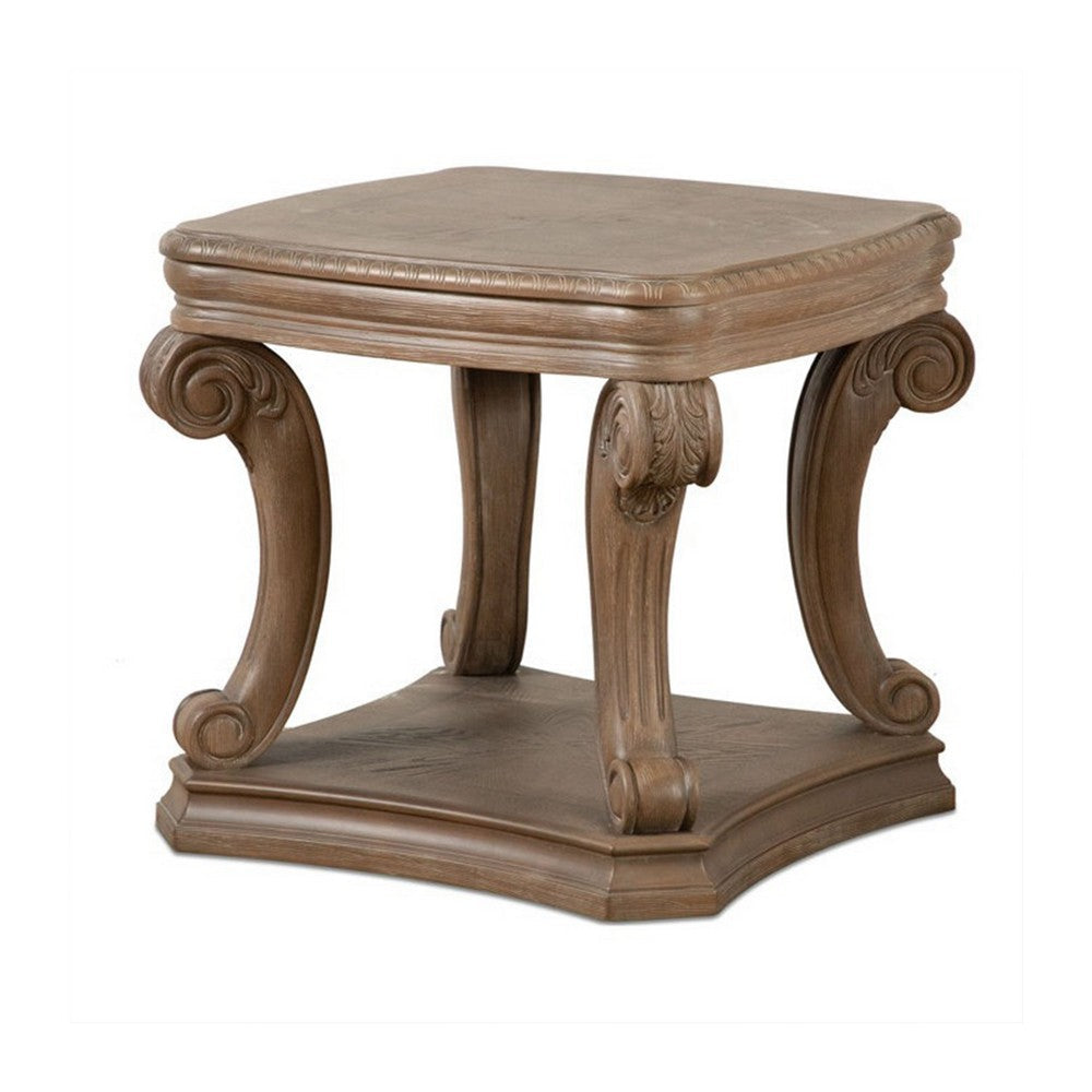 Benzara Olane End Table, Weathered Oak Brown Wood, Rustic Farmhouse 26 ...