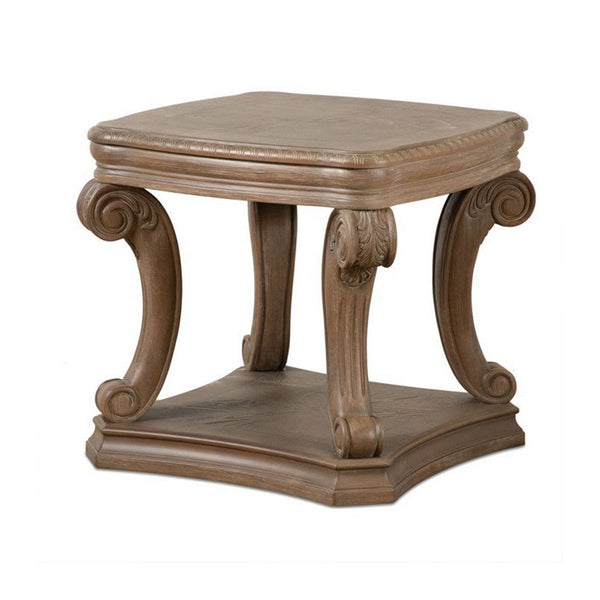 Olane End Table, Weathered Oak Brown Wood, Rustic Farmhouse 26 Inch - BM339210