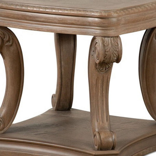 Olane End Table, Weathered Oak Brown Wood, Rustic Farmhouse 26 Inch - BM339210