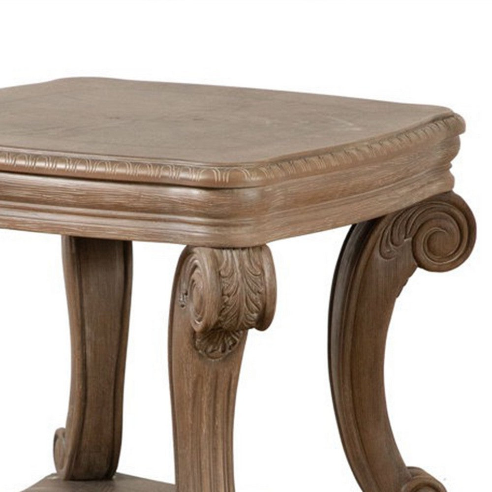 Olane End Table, Weathered Oak Brown Wood, Rustic Farmhouse 26 Inch - BM339210
