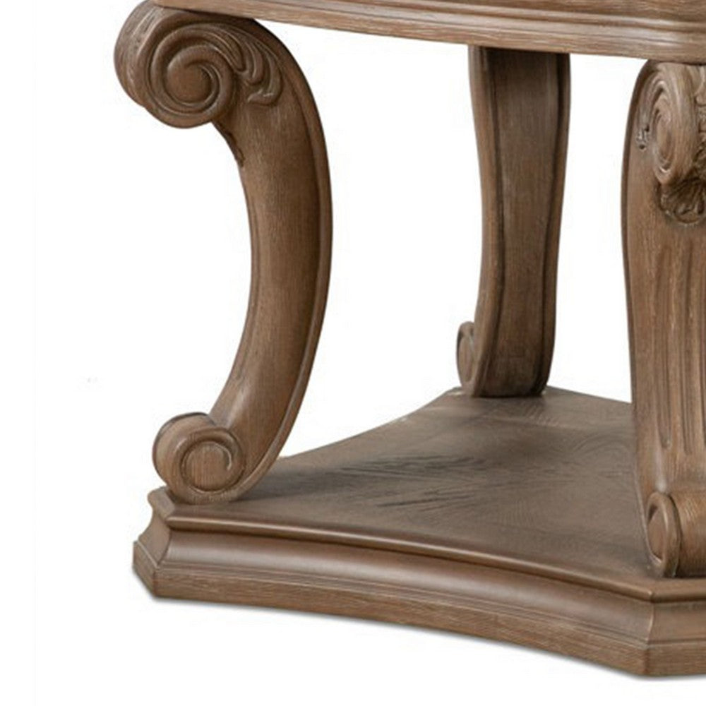 Olane End Table, Weathered Oak Brown Wood, Rustic Farmhouse 26 Inch - BM339210