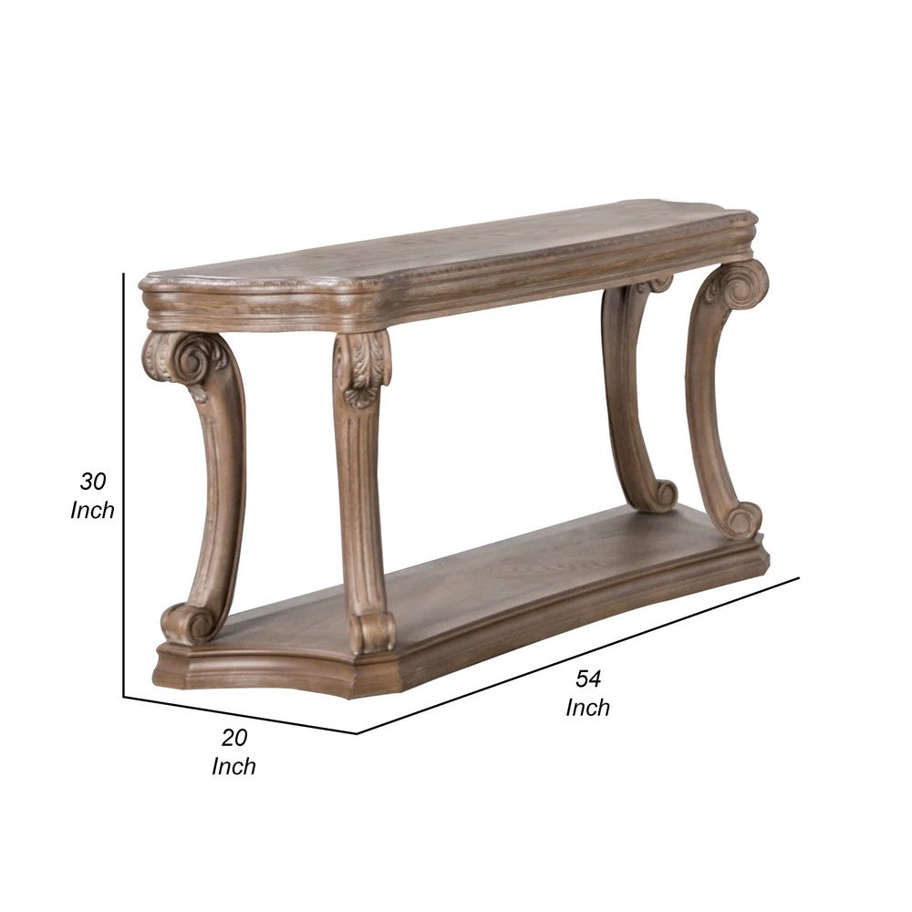 Olane Sofa Table, Weathered Oak Brown Wood, Rustic Farmhouse 54 Inch - BM339211