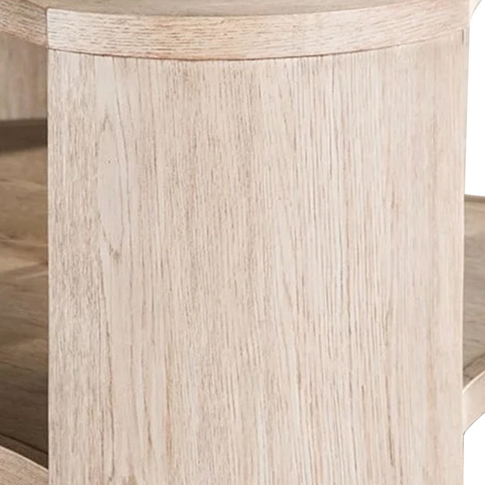 Cony Cocktail Coffee Table, Natural Oak Brown Wood, Caster Wheels, 42 Inch - BM339212