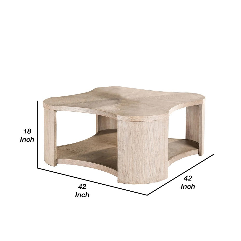 Cony Cocktail Coffee Table, Natural Oak Brown Wood, Caster Wheels, 42 Inch - BM339212