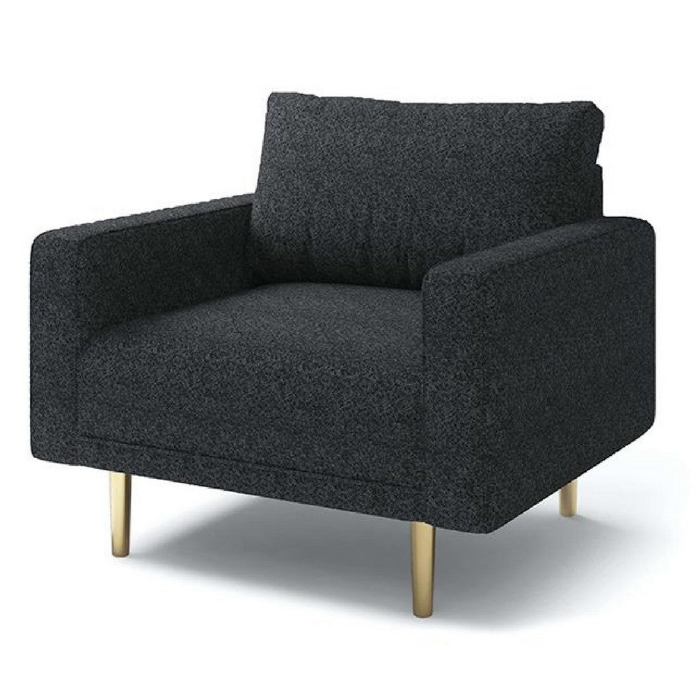 Remy Accent Sofa Chair, Black Boucle Seat with Metallic Undertone, Gold Legs - BM339216
