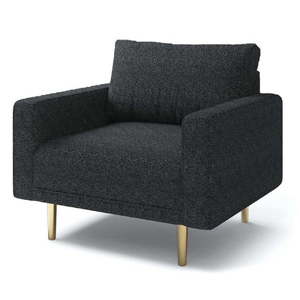 Remy Accent Sofa Chair, Black Boucle Seat with Metallic Undertone, Gold Legs - BM339216