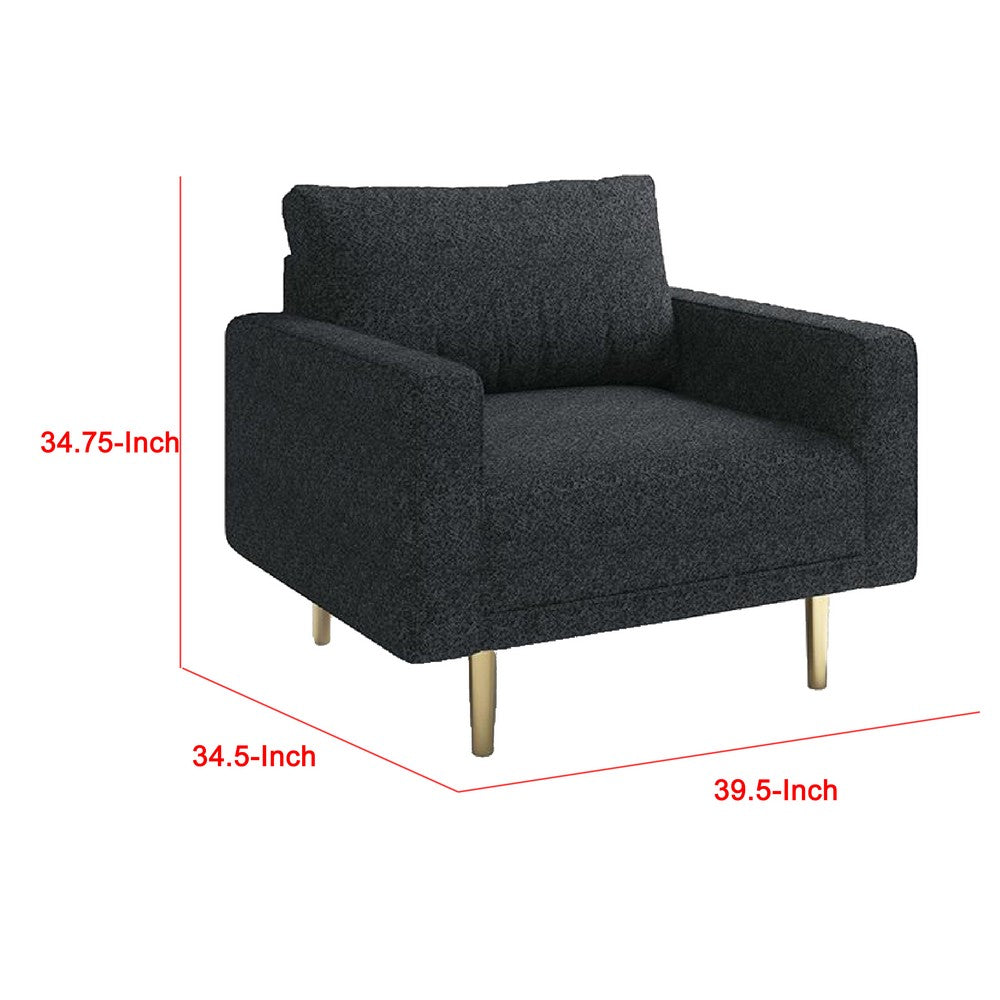 Remy Accent Sofa Chair, Black Boucle Seat with Metallic Undertone, Gold Legs - BM339216