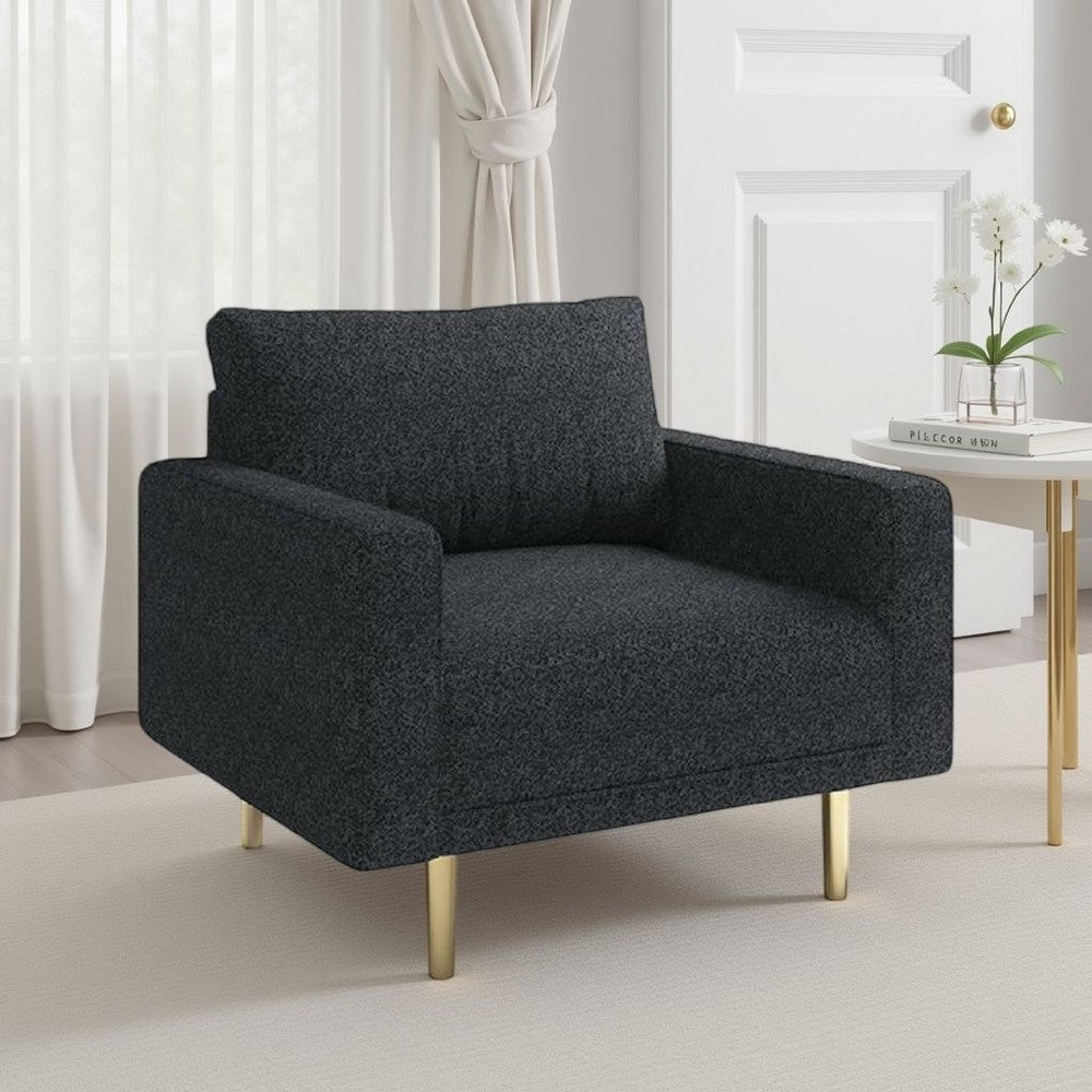Remy Accent Sofa Chair, Black Boucle Seat with Metallic Undertone, Gold Legs - BM339216